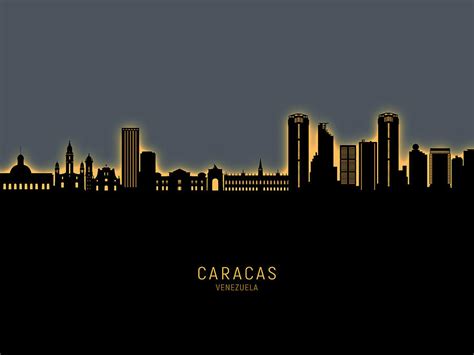 Caracas Venezuela Skyline #71 Digital Art by Michael Tompsett - Pixels