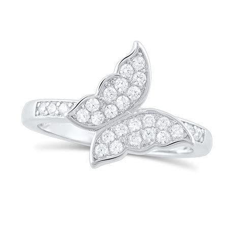 Sterling Silver Simulated Diamond Butterfly Ring – SilverCloseOut