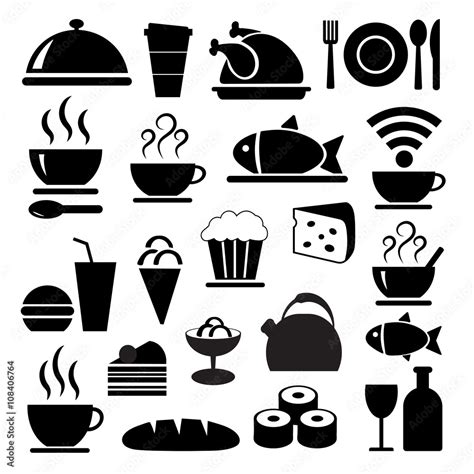 vector black food icons set Stock Vector | Adobe Stock