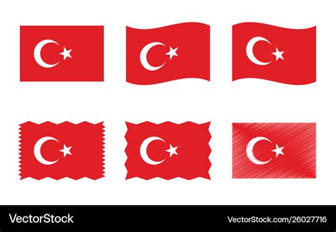 Turkey flag set official colors and proportion of Vector Image