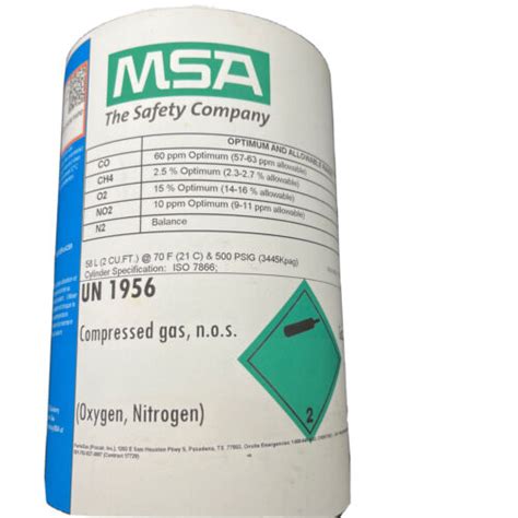 Msa Un 1956 Compressed Gas Cylinder 1.5 Liter Capacity Empty | eBay