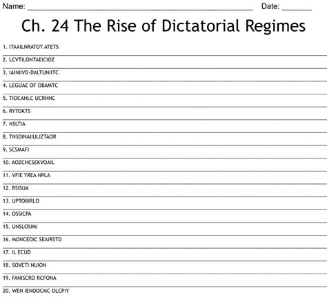 Ch. 24 The Rise of Dictatorial Regimes Word Scramble - WordMint