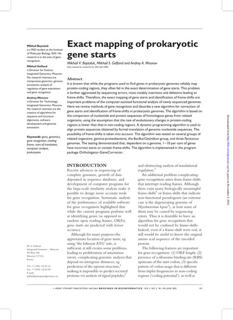 (PDF) Exact mapping of prokaryotic gene starts