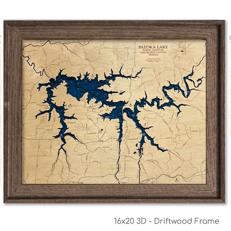 Patoka Lake Map | Wooden Maps | thirtyAXIS