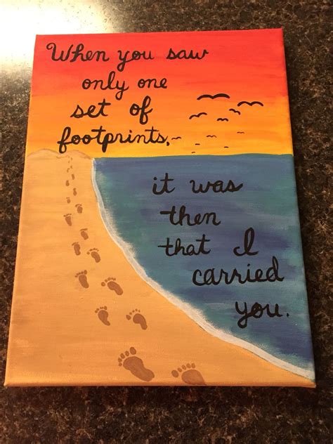 Footprints in the sand canvas | Bible verse canvas art, Mexican art painting, Canvas painting diy