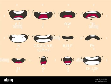 Cartoon talking mouth and lips expressions. Talking mouths lips for cartoon character animation ...