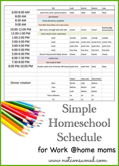 Simple Homeschool Schedule for Working Moms | Homeschool schedule for ...