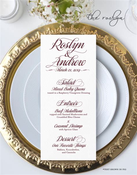 THE ROSLYN Menu