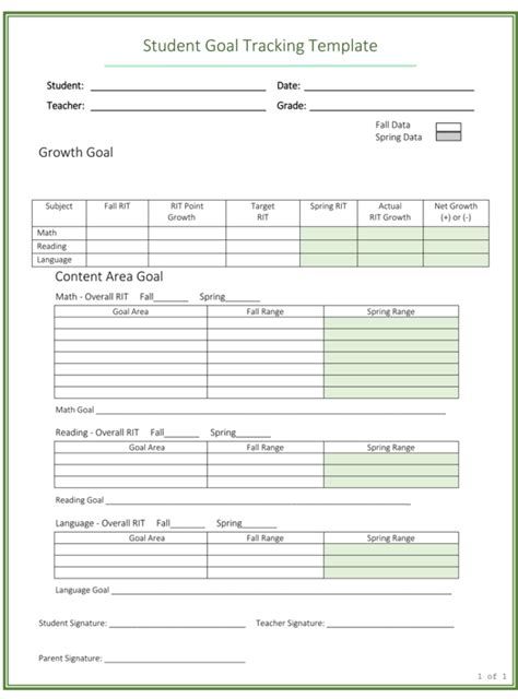 Goal Tracking Template - 6 Plus Forms and Worksheets