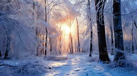 Snowy Forest Scene - Sunlight and Frozen Beauty - Generative AI 31405794 Stock Photo at Vecteezy