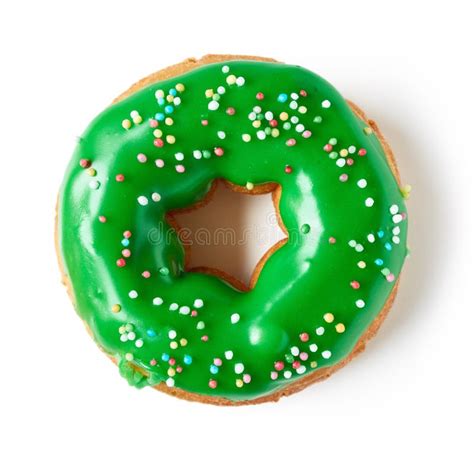 Green Donut Isolated on White, from Above Stock Image - Image of fried ...