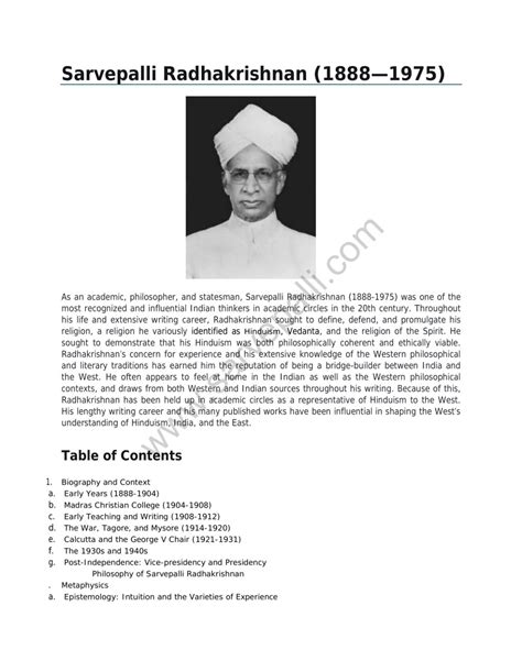 Biography of Dr. Sarvepalli Radhakrishnan