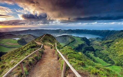 Download 2880x1800 sao miguel island, azores, portugal, path, water, lake, sea, landscape ...