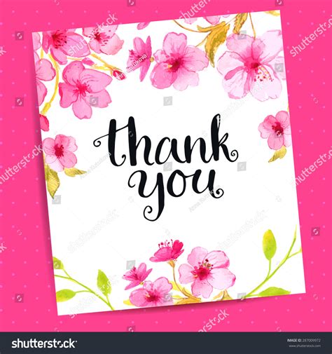 Thank You Card Modern Calligraphy Sakura Stock Vector (Royalty Free) 287009972 | Shutterstock