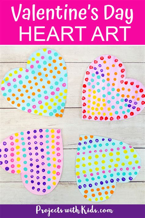 Easy Q-Tip Painted Heart Art for Kids to Make - Projects with Kids