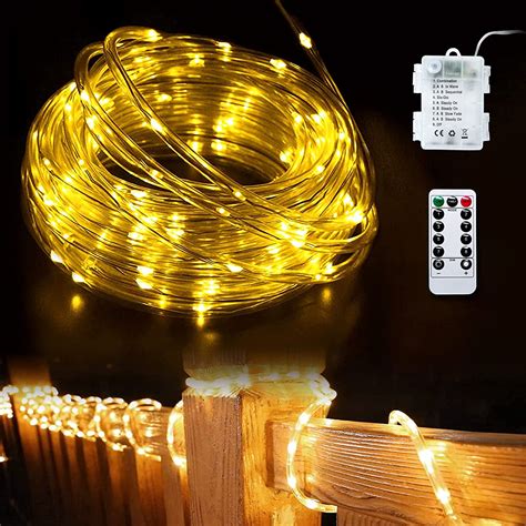 7m 12m Outdoor Solar Rope String Lights 8 Modes Led Copper Wire Fairy ...