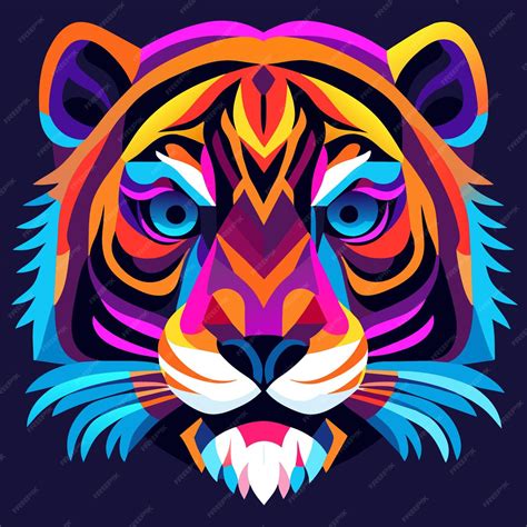 Premium Vector | Flamboyant feline tiger face vector art