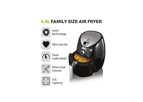 Tower T17021 Family Size Air Fryer with Rapid Air Circulation, 60-Minute Timer, 4.3 Litre, 1500W ...