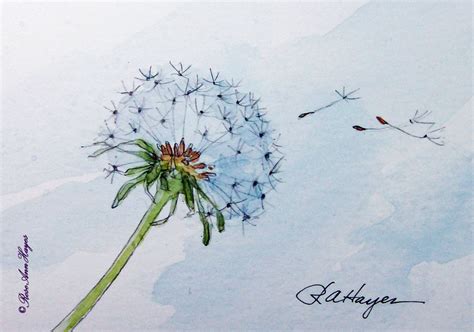 Dandelion In The Wind Print of Watercolor Painting by RoseAnnHayes, $17.00 | Dandy Lion ...