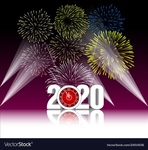 Happy new year 2020 background with fireworks Vector Image