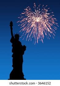 July 4th Fireworks Statue Liberty Stock Illustration 3646152 | Shutterstock