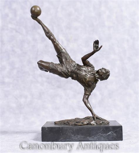 English Bronze Football Player Statue Scissor Kick Soccer Stanley Matthews