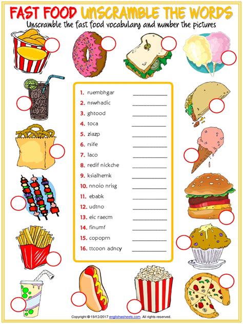 English Vocabulary Worksheet