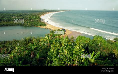 view at the beach landscape in Ghana (Butre beach), 2018 Stock Photo ...