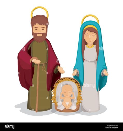 María y José con el niño Jesús design Imagen Vector de stock - Alamy