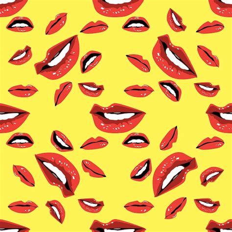 Premium Vector | Vector seamless pattern background with red lips