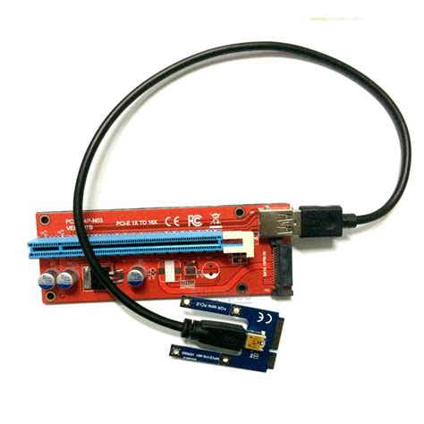 Mini PCI E PCI Express Extender Riser Card 1x To 16x PCIE Mining Card USB 3.0 Power Cable ...