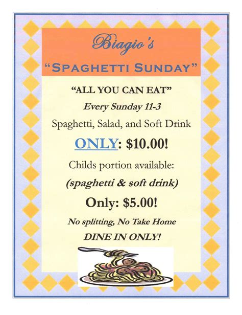 Menu at Biagio's Italian Restaurant, Lake Forest