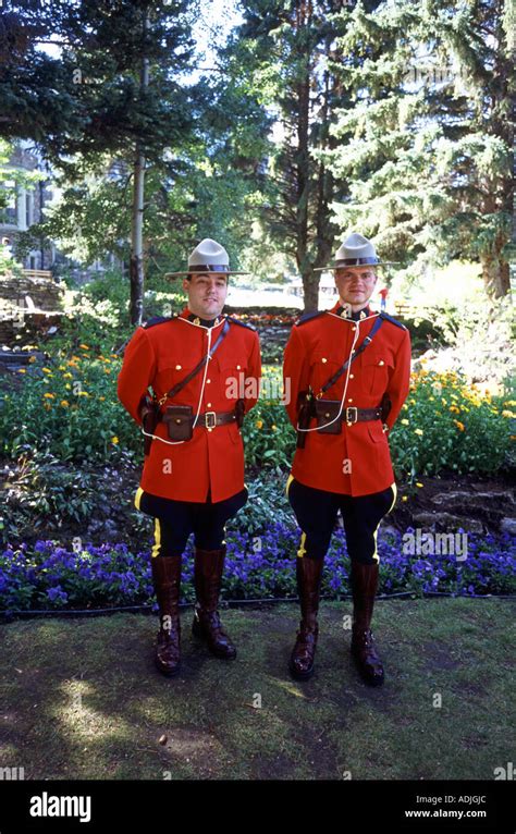 Canadian mounted police in full uniform Banff Alberta Canada Stock ...