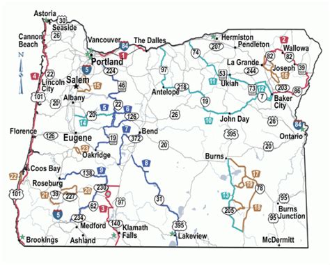 Oregon State Highway Map - Printable Map