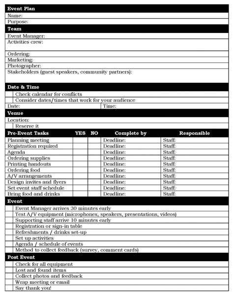 Event Planning Checklist Forms And Templates Fillable Amp Printable - Bank2home.com