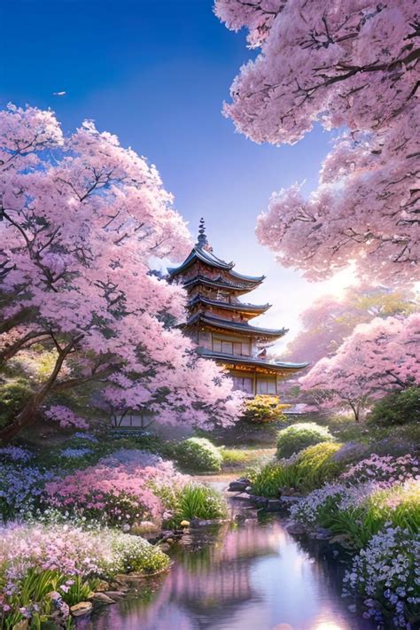 Pagoda in Bloom Poster | Zazzle | Japanese landscape, Cherry blossom pictures, Japanese cherry tree