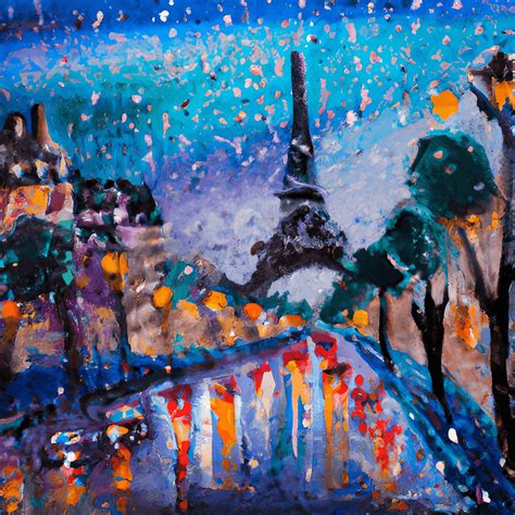 Paris in the Rain Oil Painting · Creative Fabrica