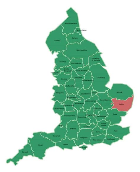 Map Of Suffolk - County In East Of England - Free Download