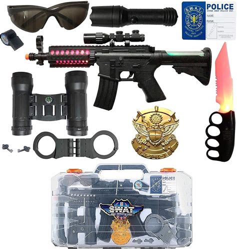 IndusBay Police Gun Suitcase Toy for Kids M16 Toy Gun Binoculars Model Accessories SWAT Team ...