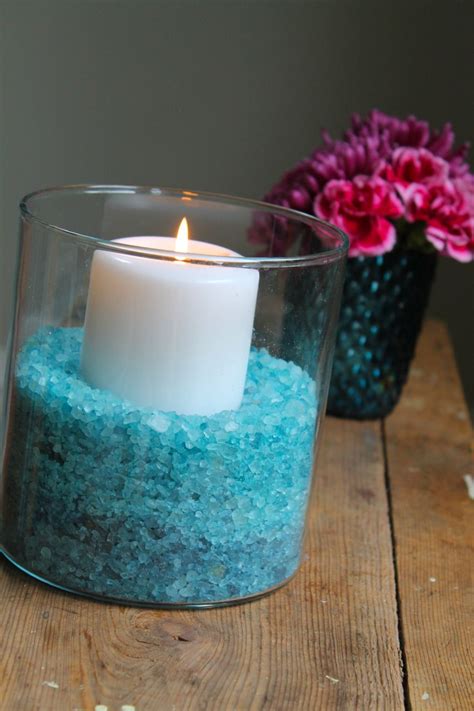 Family Chic Dyed Salt Candlestick | Vase filler ideas, Jar filler ideas, Salt crafts