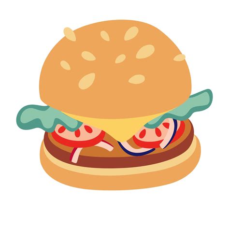 Cartoon Delicious hamburger icon Vector drawing of a hamburger with ...