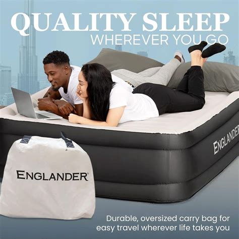 Englander Air Mattress w/Built in Pump - Luxury Double High Inflatable Bed for Home, Travel ...