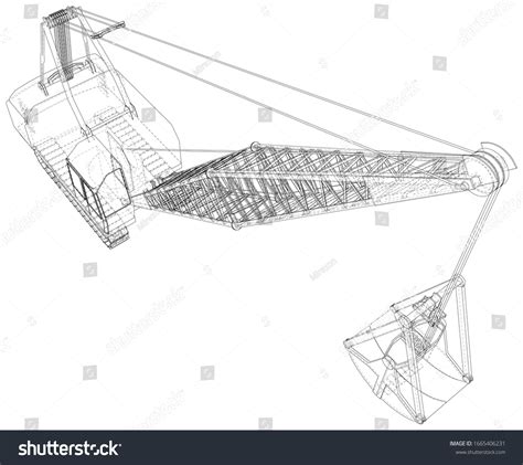 Dragline Excavator Construction Equipment Isolated Vector Stock Vector ...