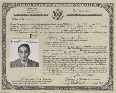 ddr-manz-10-160 — Naturalization certificate for Shinkichi Maruki ...