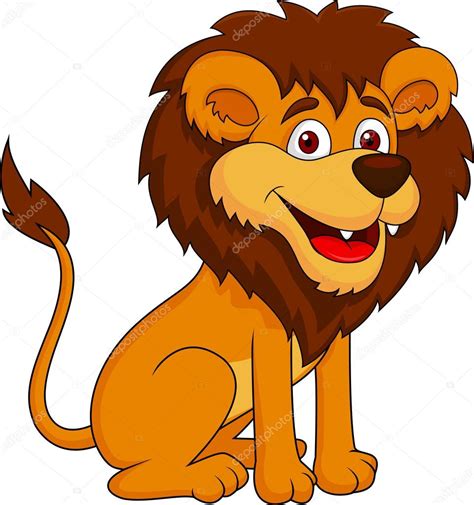 Smiling lion cartoon sitting Stock Illustration by ©tigatelu #27367327