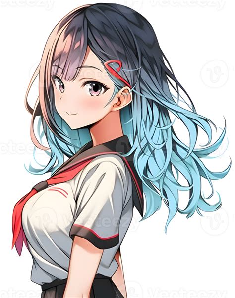 - Sticker - Anime Girl with blue hair 24212249 PNG