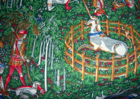 Vintage Fabric - Retro Fabric - Vintage Fashion: The Unicorn in Captivity - Unicorn Tapestries ...