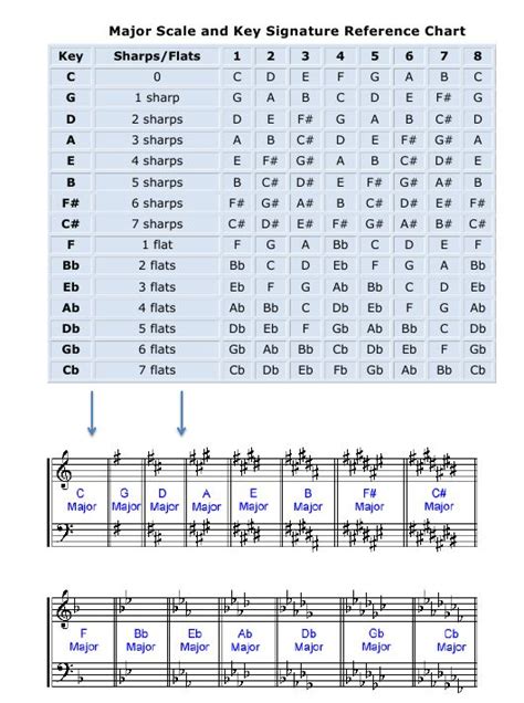 Major Scale and Key Signature Reference Chart Download Printable PDF ...