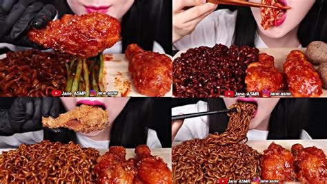 ASMR jane asmr collections🦋||jajangmyon + spicy chicken||storymuks🍔 ...