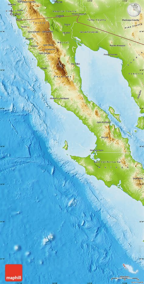 Baja California Map – Topographic Map of Usa with States